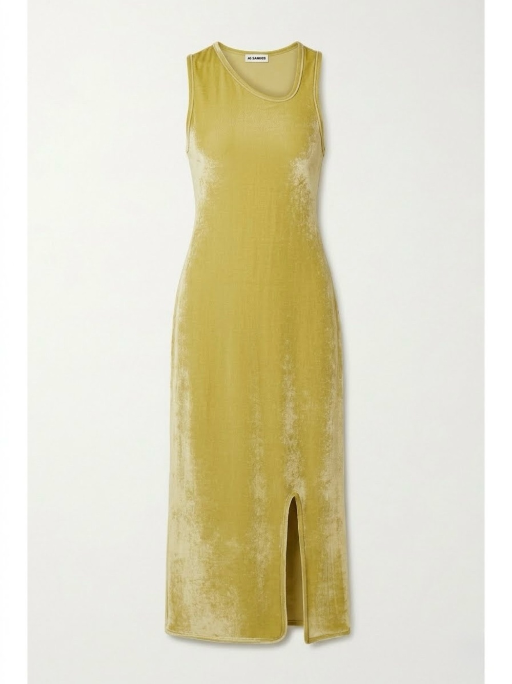 Sleeveless Velvet Maxi Dress in Chartreuse